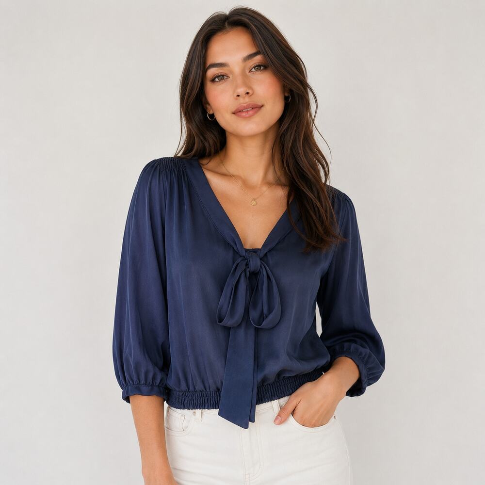 Zara TRF blue blouse Medium classy career business